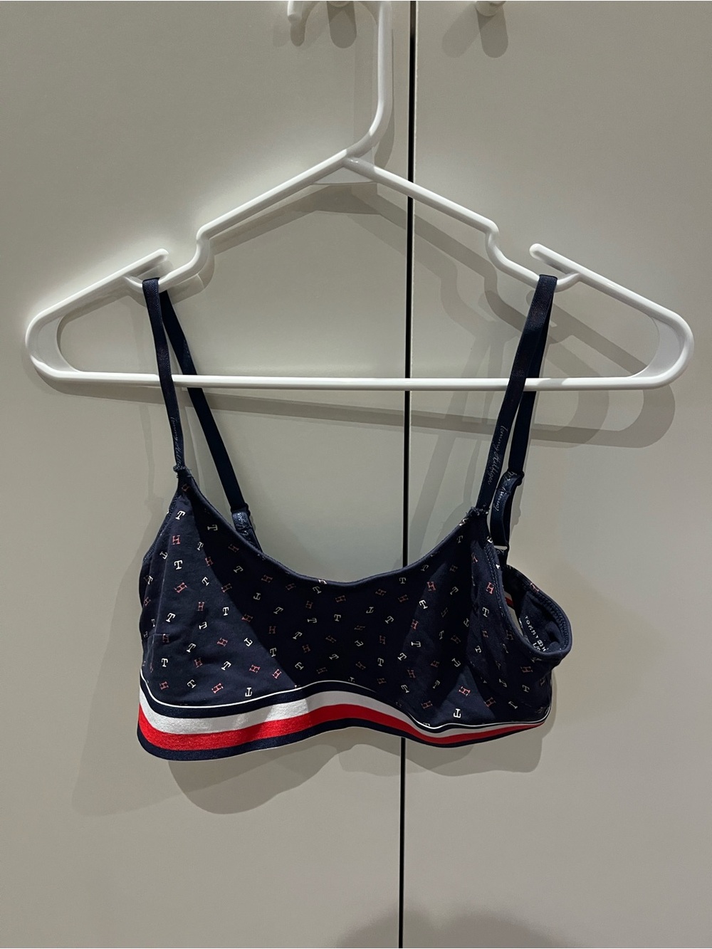 Tommy Hilfiger Navy Anchor Bralette with Red-White-Blue Striped Band